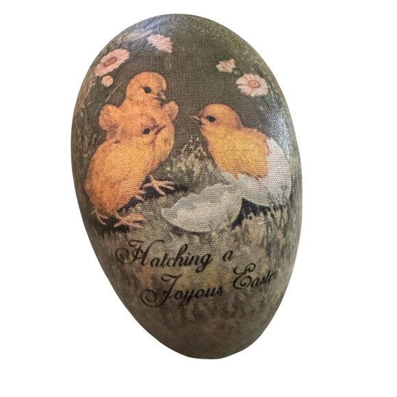 Bethany Lowe Large Paper Mache Easter Egg Container Chick Design Floral Interior - Picture 9 of 11